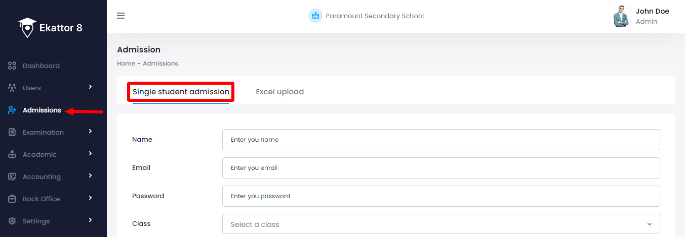 Ekattor 8 Single Student Admission 1 Ekattor 8 Single Student Admission 1
