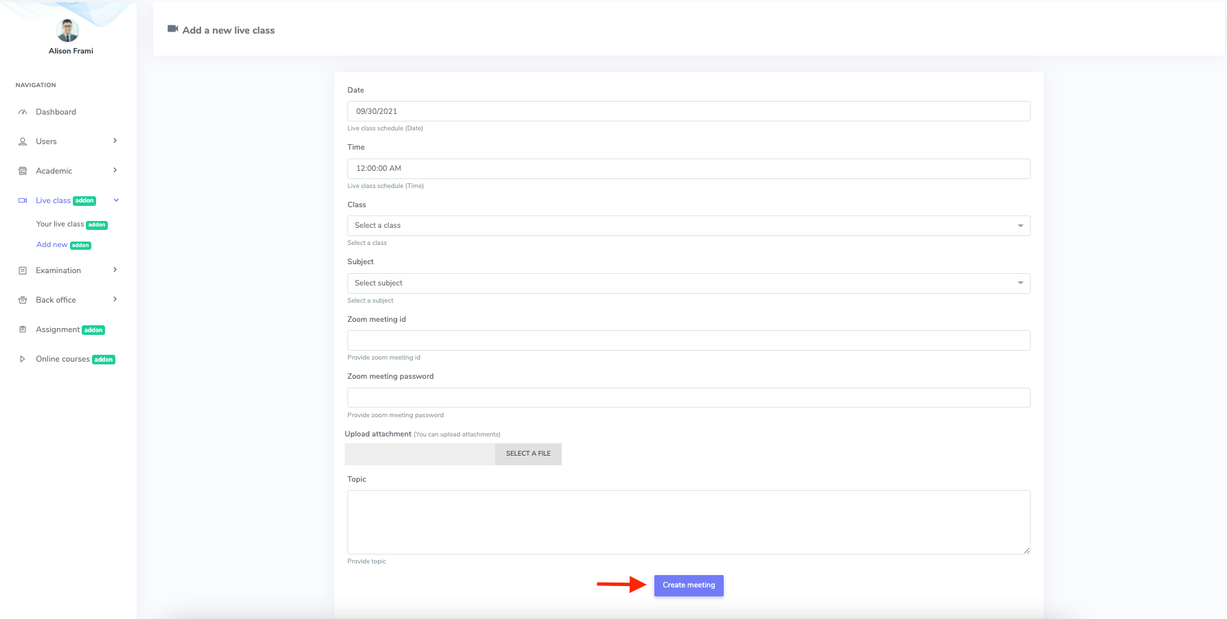 Creating Meeting Teacher Creating Meeting Teacher
